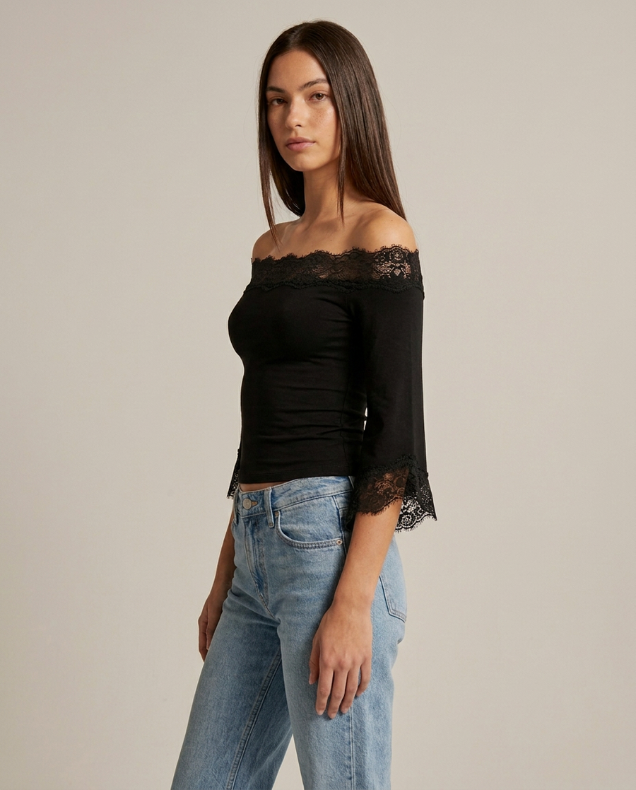 Lantern Lace Off-Shoulder Top
