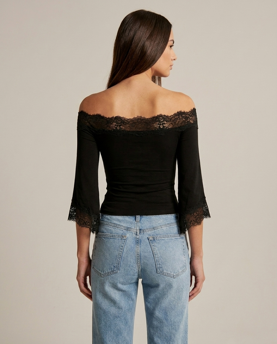 Lantern Lace Off-Shoulder Top