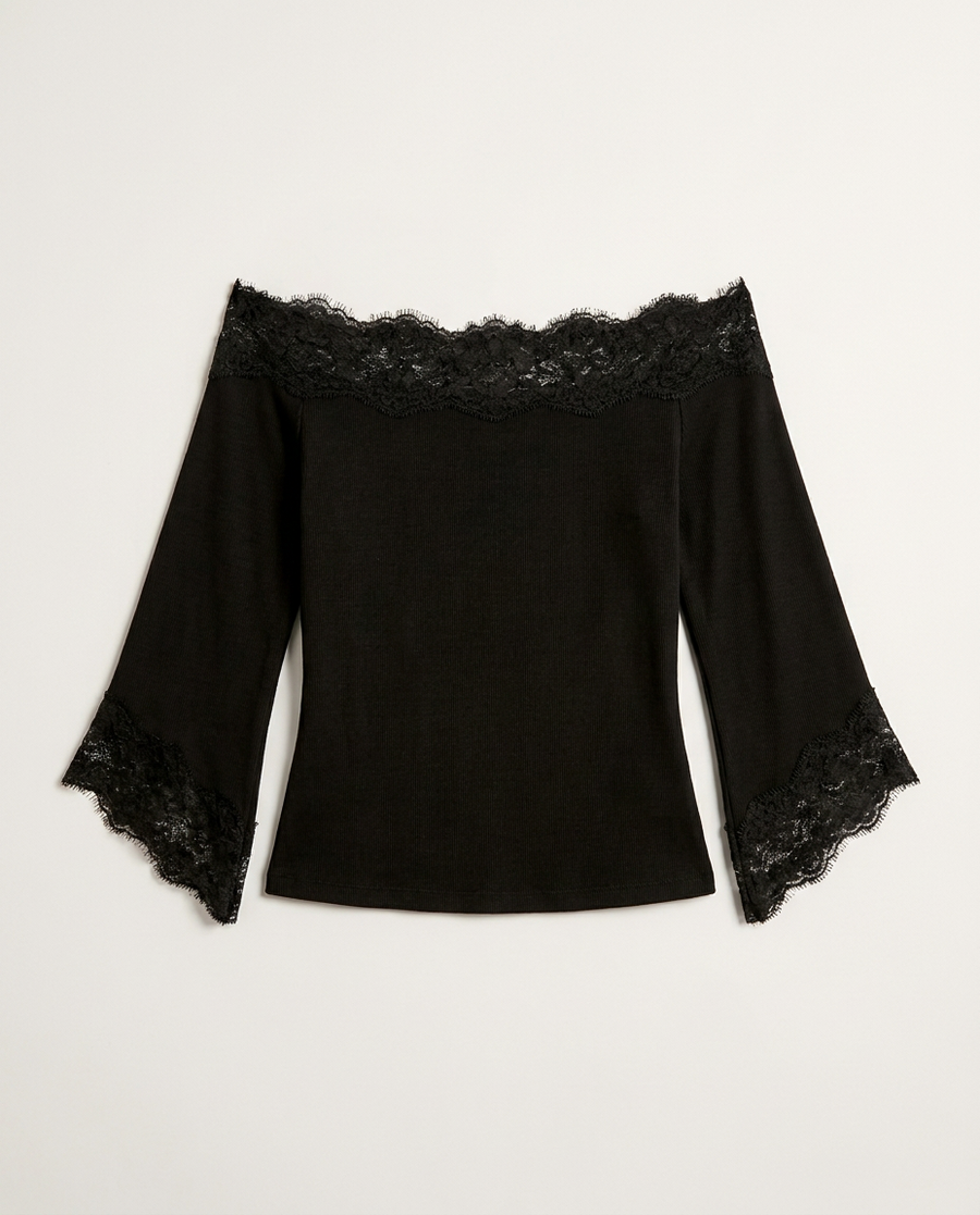Lantern Lace Off-Shoulder Top
