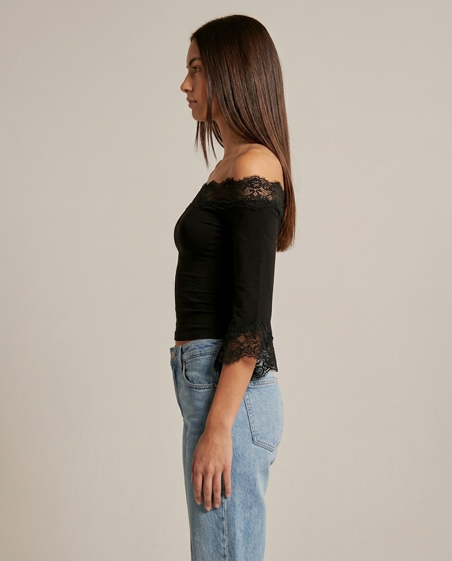 Lantern Lace Off-Shoulder Top